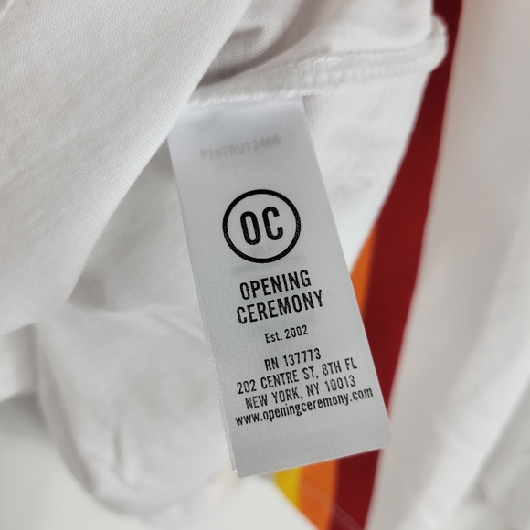 New Opening Ceremony Striped Logo Spellout Long Sleeve Crewneck Tee Crop Top - Picture 7 of 11